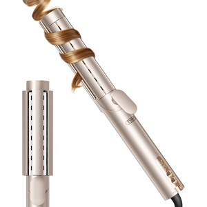 TYMO Dual-Size Airflow Curling Iron 1 1/2 Inch to 2 Inch, Beach Waves Curling Iron for Short Hair, AIRQ Ionic Nano Titanium Wand Hair Curler, Large Small Barrel in One, Dual Voltage, Gold(Gold)